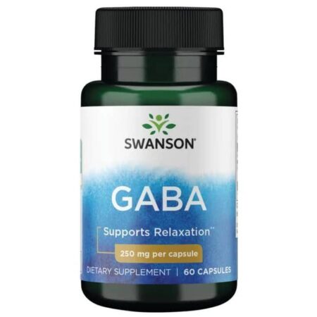 Flacon de GABA Swanson, complément alimentaire relaxant.