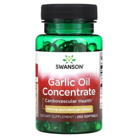 Flacon de complément d'huile d'ail Swanson.