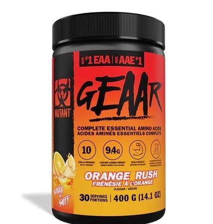 Pot de complément alimentaire GEAAR saveur orange.