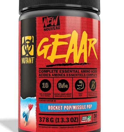 Pot de compléments alimentaires GEAAR, acides aminés essentiels.