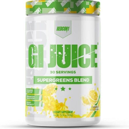 Pot de complément alimentaire GI Juice verts.
