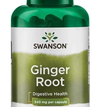 Flacon compléments gingembre digestion Swanson 100 capsules.