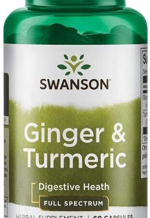 Pot de complément gingembre et curcuma Swanson.