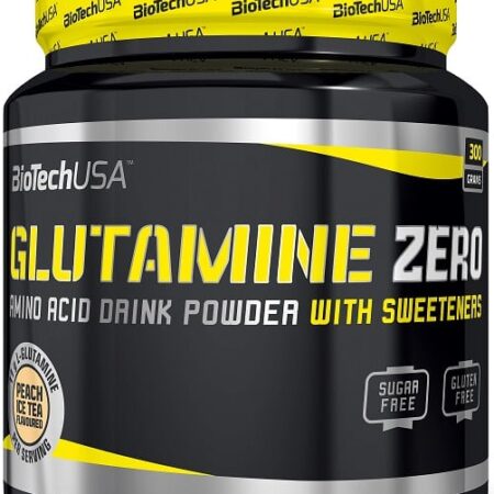 Pot de poudre Glutamine Zero, complément sportif, sans sucre.