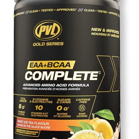 Pot de supplément acides aminés EAA+BCAA, saveur thé glacé.