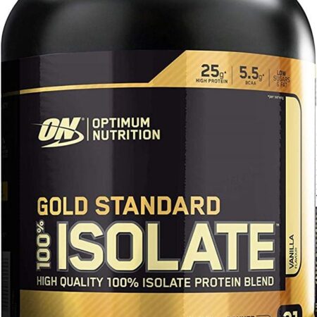 Pot de protéines isolat Gold Standard.