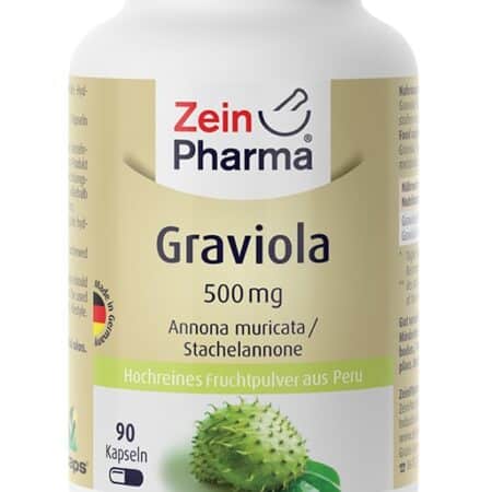 Pot de capsules Graviola 500 mg, Zein Pharma.