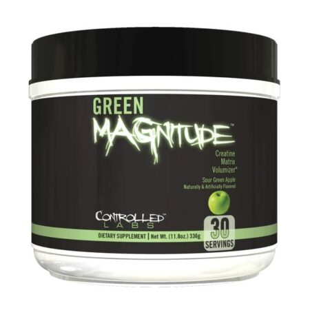 Pot de supplément de créatine Green Magnitude, pomme verte.