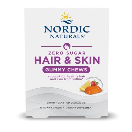 Complément capillaire et cutané Nordic Naturals sans sucre.