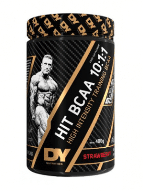 Pot de BCAA fraise pour musculation.