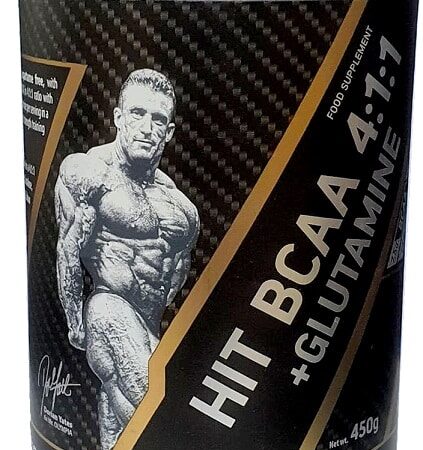 Pot de complément alimentaire, saveur pêche, musculation.