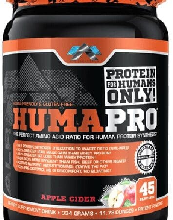 Pot de protéine HumaPro, sans gluten, saveur pomme.