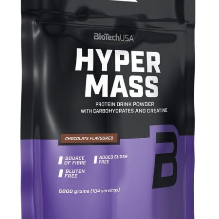 Poudre protéinée "Hyper Mass" saveur chocolat, sport, santé.