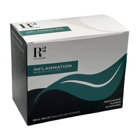 Boîte de produit anti-inflammatoire, saveur pêche-mangue.