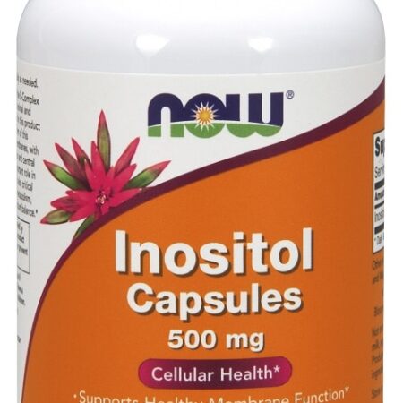 Bouteille de capsules d'Inositol 500 mg, Now.
