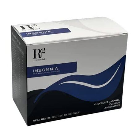 Boîte de complément Insomnia, saveur chocolat caramel.