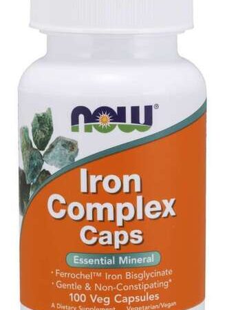 Flacon de capsules de fer, complément alimentaire.