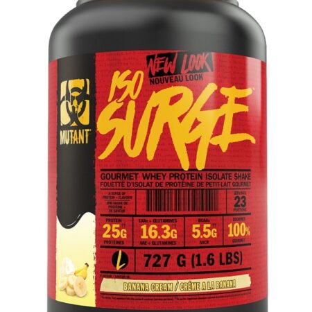 Pot de protéine whey banane, isolat, complément sportif.