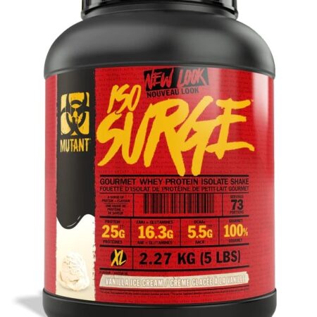 Pot de protéine whey isolée vanille, complément sportif.