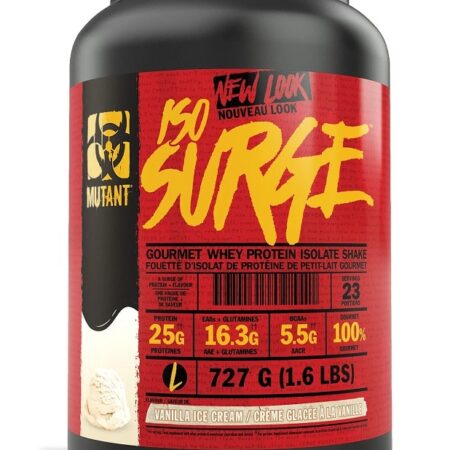 Pot de protéine whey vanille Iso Surge.