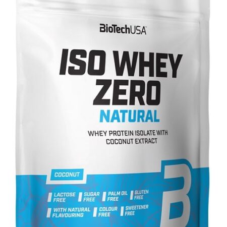 Protéine whey isolat naturelle, sans lactose, saveur coco.