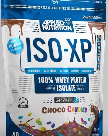 Paquet de protéines ISO-XP saveur choco bonbons.