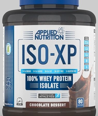 Pot de protéine whey ISO-XP chocolat.
