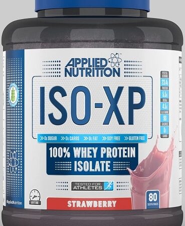 Pot de protéine de lactosérum isolée, saveur fraise.