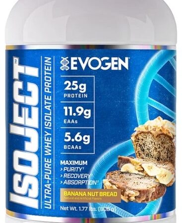 Pot de protéine IsoJect saveur banane.