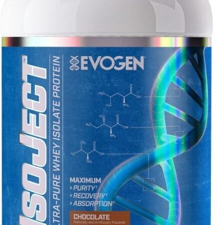 Pot de protéine isolée de lactosérum, saveur chocolat.