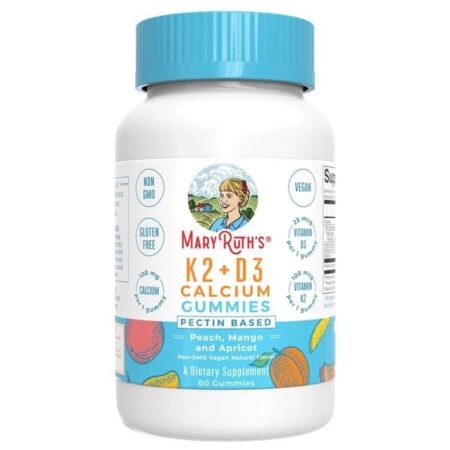 K2 + D3 Calcium Gummies, Peach, Mango & Apricot - 60 gummies