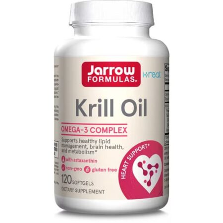 Bouteille d'huile de krill Omega-3 Jarrow Formulas.