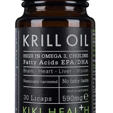 Bouteille d'huile de krill, complément alimentaire riche en oméga 3.