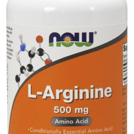Pot de L-Arginine 500mg, complément alimentaire, 100 capsules.