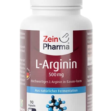 Pot de L-Arginine 500 mg, complément alimentaire.