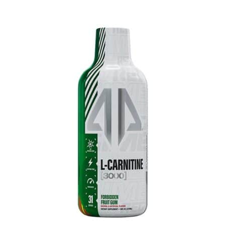 Bouteille de complément L-Carnitine 3000, goût fruit défendu.