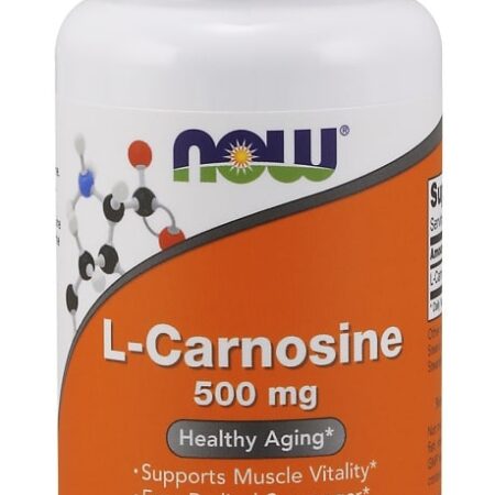 Bouteille de complément alimentaire L-Carnosine 500 mg.