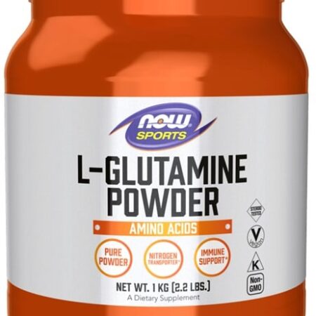 Pot de poudre de L-Glutamine, complément sportif.