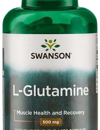 Bouteille de L-Glutamine Swanson pour récupération musculaire.