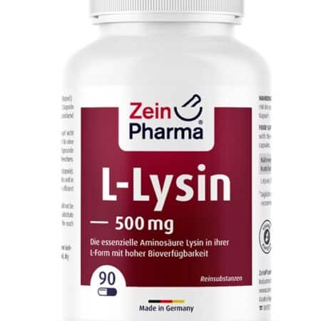 Pot de L-Lysine 500 mg, complément alimentaire Zein Pharma.