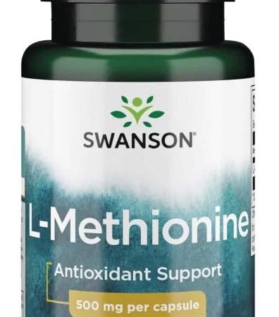 Bouteille de L-Méthionine Swanson, complément antioxydant.