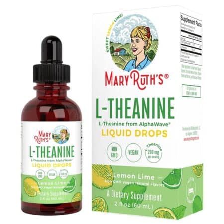 Gouttes de L-théanine liquides, vegan, sans OGM, citron vert.