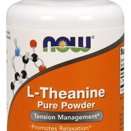 Pot de poudre pure L-Théanine, complément alimentaire.