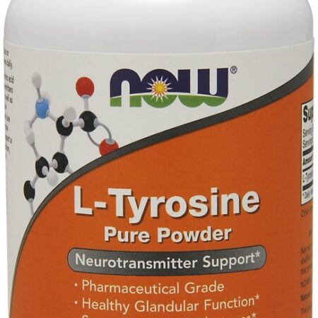 Bouteille de L-Tyrosine en poudre, complément alimentaire.
