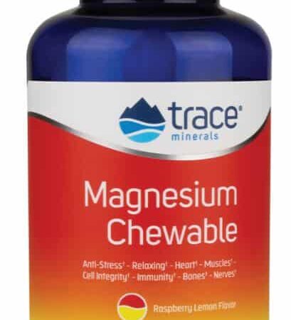 Complément alimentaire magnésium à mâcher, saveur framboise-citron.