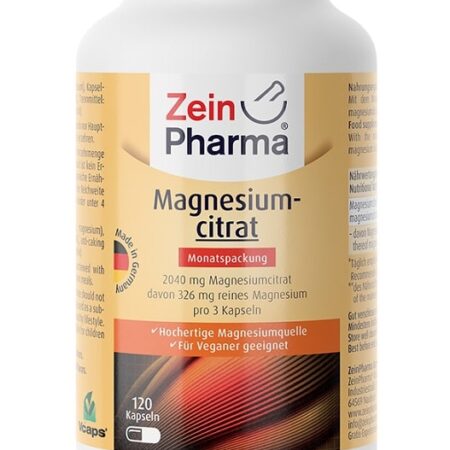 Flacon de Magnésium Citrate Zein Pharma, 120 gélules.