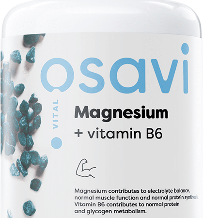 Flacon de complément alimentaire magnésium et vitamine B6 vegan.