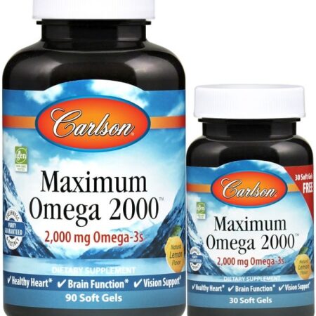 Bouteilles de supplément Omega-3 Carlson.