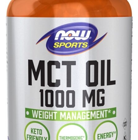 Bouteille d'huile MCT Now Sports, complément alimentaire.