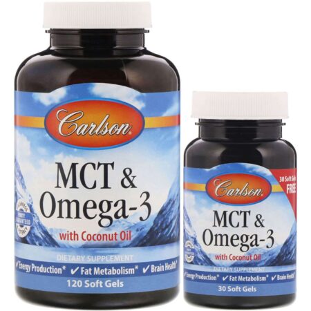Compléments alimentaires Carlson MCT et Oméga-3.